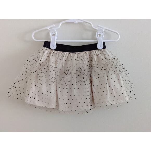 NWT Zara Flocked Polkadot Skirt Sz12/18m Ecru Black Tutu Shirt - Picture 2 of 4